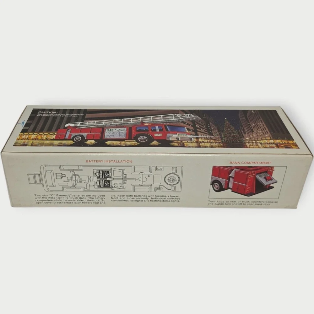NEW Hess Toy Fire Truck Bank 1986 Red‎ White Original Gas & Oil Theme HONG KONG